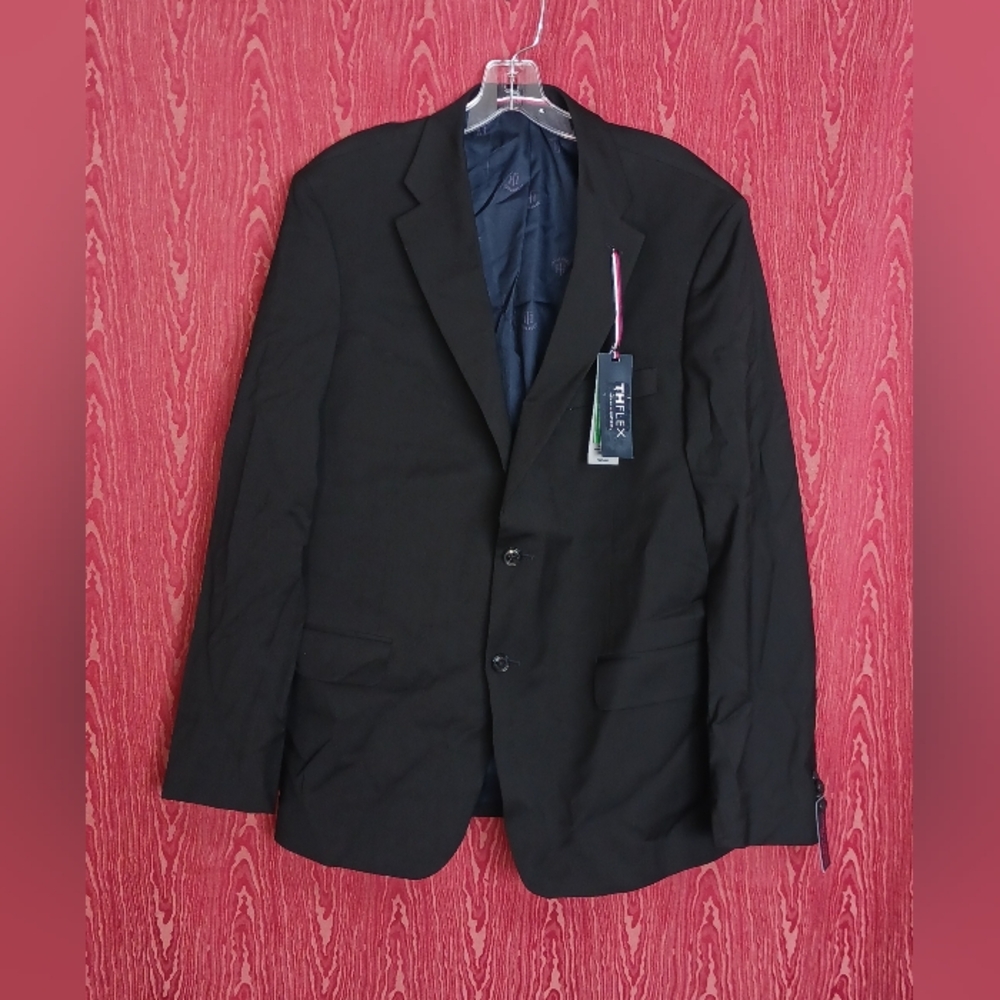 TOMMY HILFGER THFlex Black Suit Jacket 52% Wool Men's 44R